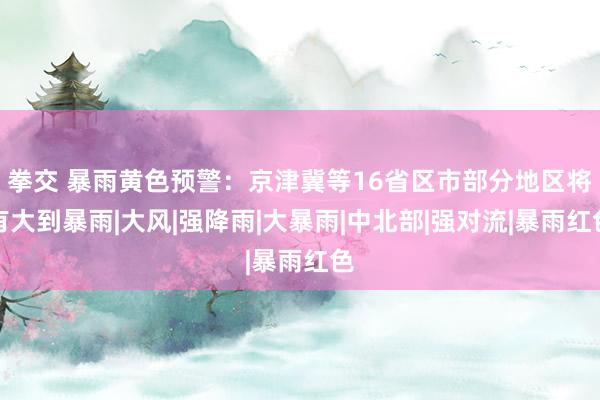 拳交 暴雨黄色预警：京津冀等16省区市部分地区将有大到暴雨|大风|强降雨|大暴雨|中北部|强对流|暴雨红色