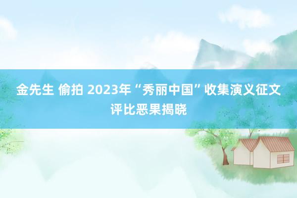 金先生 偷拍 2023年“秀丽中国”收集演义征文评比恶果揭晓