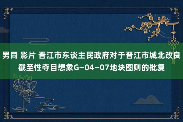 男同 影片 晋江市东谈主民政府对于晋江市城北改良截至性夺目想象G—04—07地块图则的批复