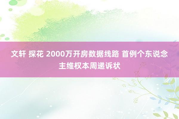 文轩 探花 2000万开房数据线路 首例个东说念主维权本周递诉状